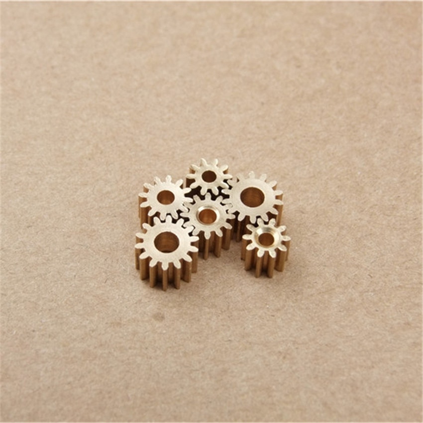 5 stk/parti messing spindel gear 12 tand 2.3mm huller cylindriske tandhjul til motor 380/390 gearkasse gear gør-det-selv legetøj model tilbehør dele