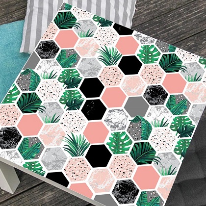 DIY Vinly Tropical Flower Triangle Tile Tablecloth Cantact Paper Waterproof Self Adhesive Table Stickers For Kitchen Dining Room: 017