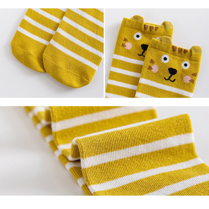 Chaussettes hautes à rayures pour enfants, chaussettes longues en coton pour garçons et filles de 2 à 12 ans