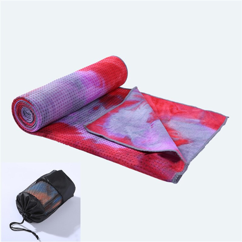 183*63 Cm Universele Yoga Handdoek Antislip Fitness Mat Gedrukt Microfiber Antislip Tie-Dye sport Sneldrogend: thousand red