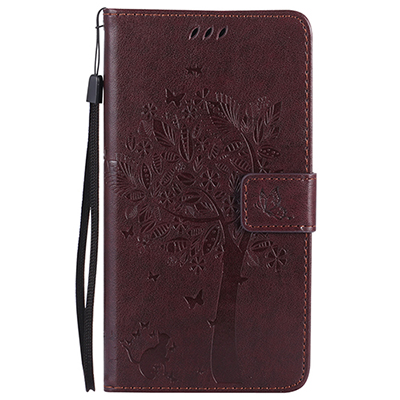 Cover Phone Case For Samsung Galaxy J5 j530 j530F EU 5.2" Flip PU Leather Shell Embossing Tree Cat Book Style Holster Bag: Brown