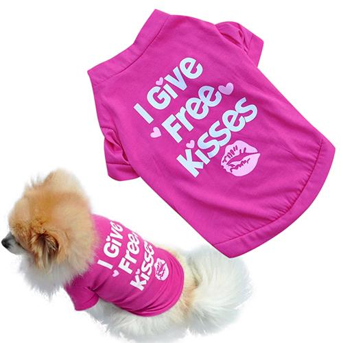 Summer Spring Pet Dog Vest Cotton T-Shirt Puppy Doggy Shirt I Give Free Kisses Print Doggie Cloth For Small Dogs Cats Pets