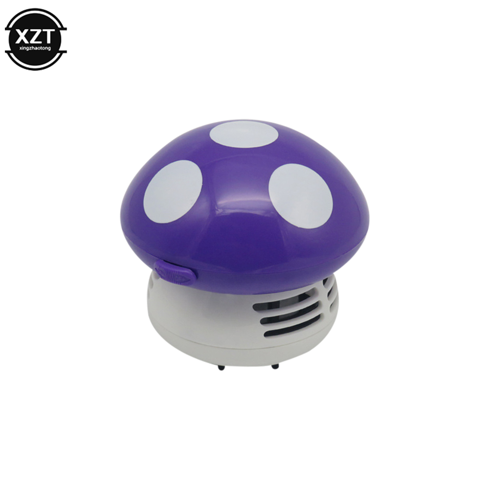 Handheld Mini Desktop Vacuum Cleaner Mushroom Shape Cleaner Desk Cleaner Eraser Dust Paper Dust Sweeper: PURPLE