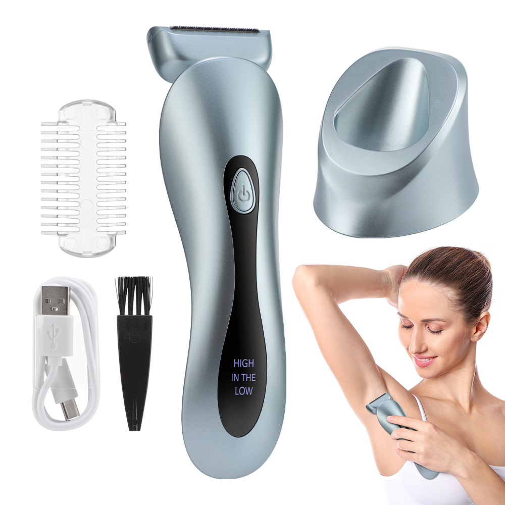 Wiederaufladbarer Elektrorasierer für Frauen, wasserdichter Rasierer für nasses und trockenes Haar, Bikini-Haarschneider, abnehmbarer Kopfrasierer, Haarschneider