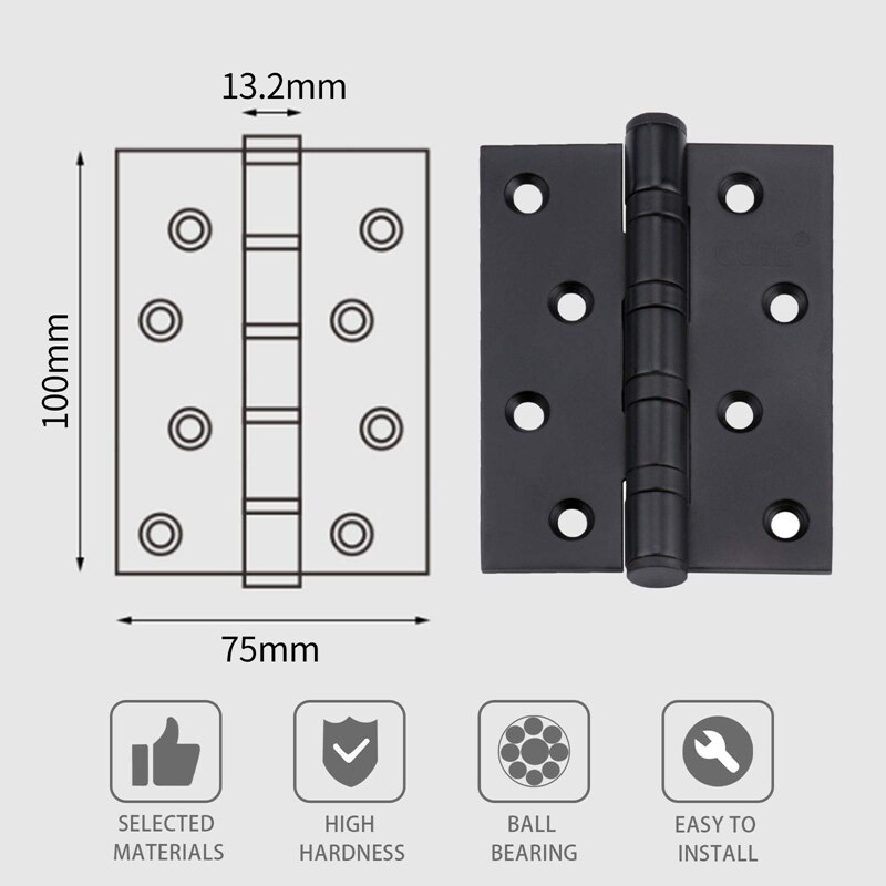 Bisagras de puerta de madera de rodamiento de bolas de acero inoxidable, 4 pulgadas, 100Mm, bisagras de tope plegables para puertas externas internas, puertas sólidas