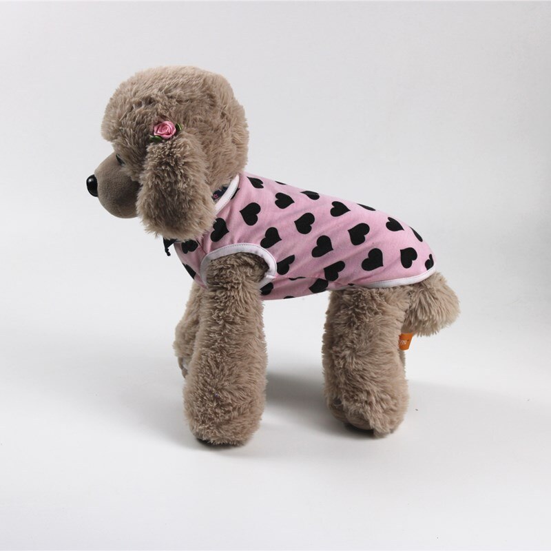 Cute Printing Sleeveless for Small Dogs Heart Start Pattern Comfortable Puppy Dog Vests Lovely Pets Clothes: Pink / M