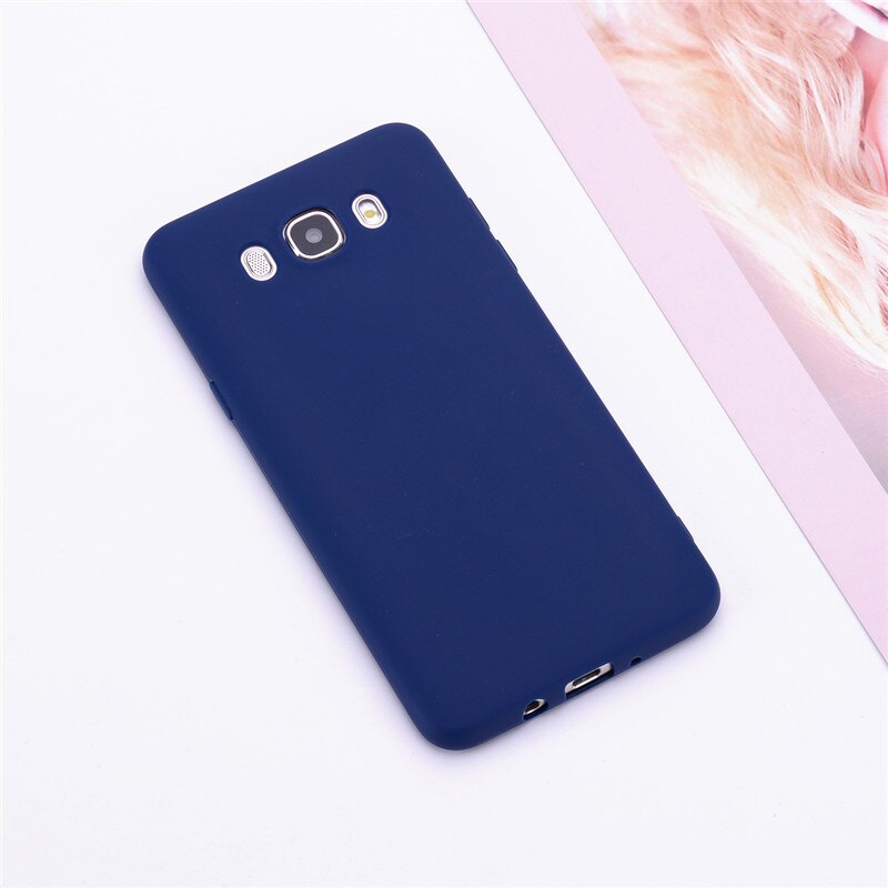 Siliconen Cases Voor Samsung Galaxy J7 J710 J710F Candy Kleur Silicone Soft TPU Phone Case Voor Samsung J7 cover: Dark Blue