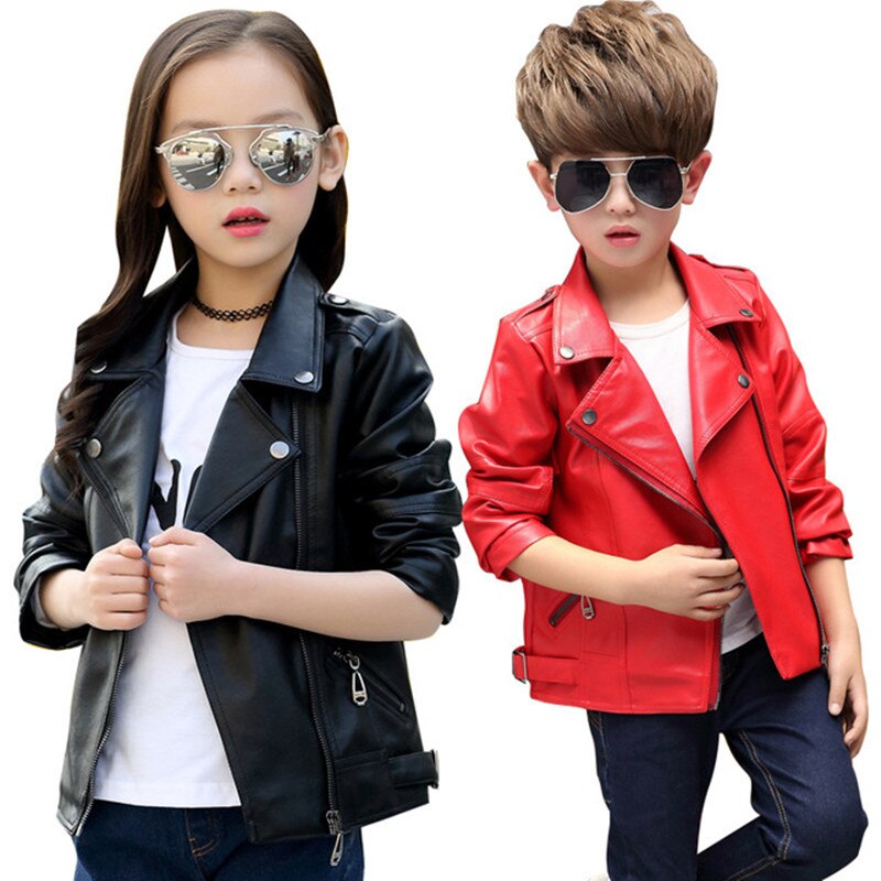 Primavera abbigliamento per bambini ragazze pu giacca cappotto abbigliamento giacca per bambini ragazze ragazzi colletto classico cerniera cappotto in pelle abbigliamento