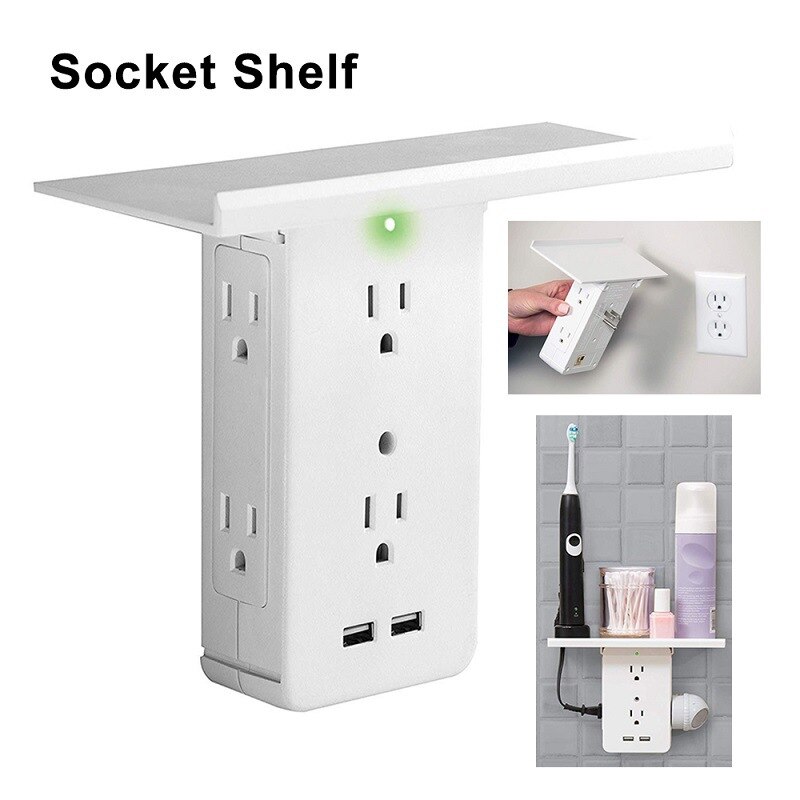American home tray bracket socket 1 to 6 port US power socket plus 2*2.1A USB ports output conversion shelf power socket