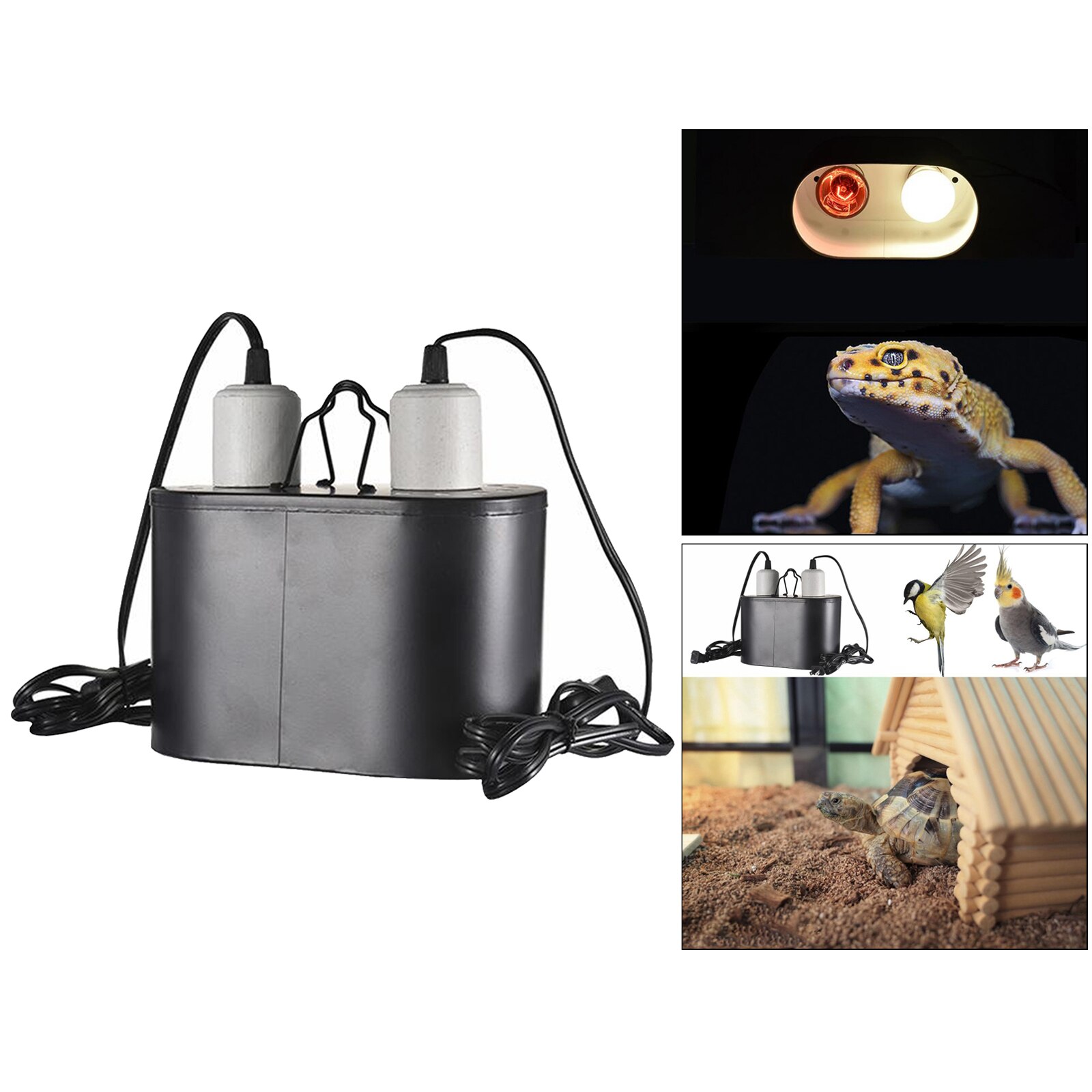 Dual Reptile Light Fixture Base for Reptile Dome UVB Light Daylight Lamp Cap Combo Integration Heat Lighting Lamp Kit