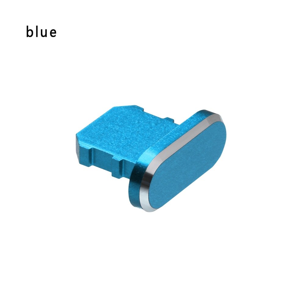 1Pc Kleurrijke Metal Anti Dust Dock Charger Plug Stopper Cap Cover Voor Iphone X Xr Max 8 7 6S Plus Mobiele Telefoon Accessoires: Blauw