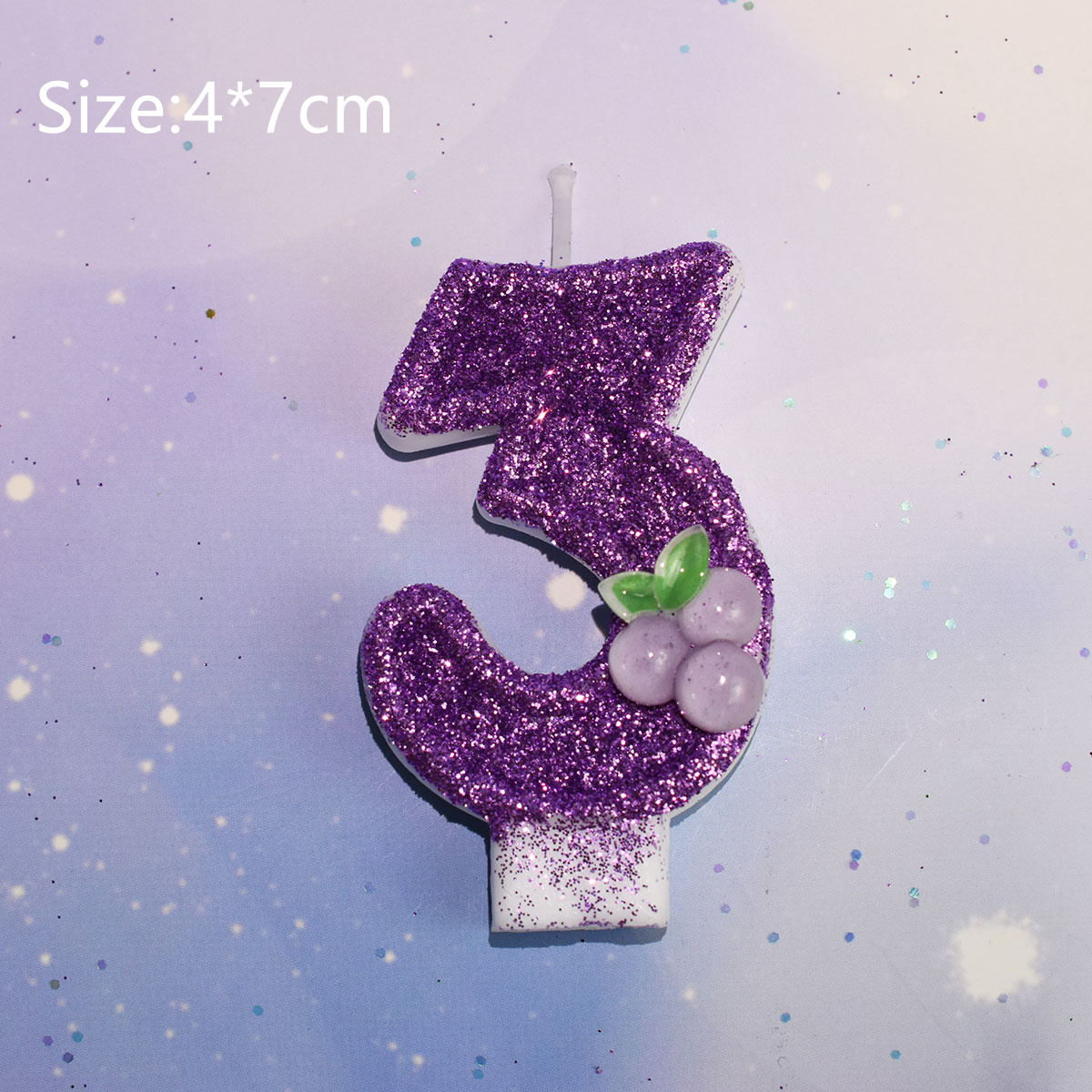 Happy Birthday Child Fruits Purple Grape Candles For Girl Number 0-9 Cake Topper Wedding Decoration Anniversary Party Supplies: 3 Pink