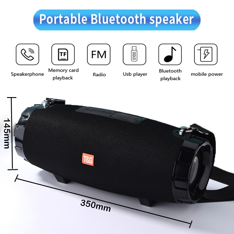 40W Draagbare Bluetooth Speaker Boom Box TG526 Draadloze Outdoor Kolom Waterdichte 3D Stereo Subwoofer Ondersteuning Tf Fm Radio Usb
