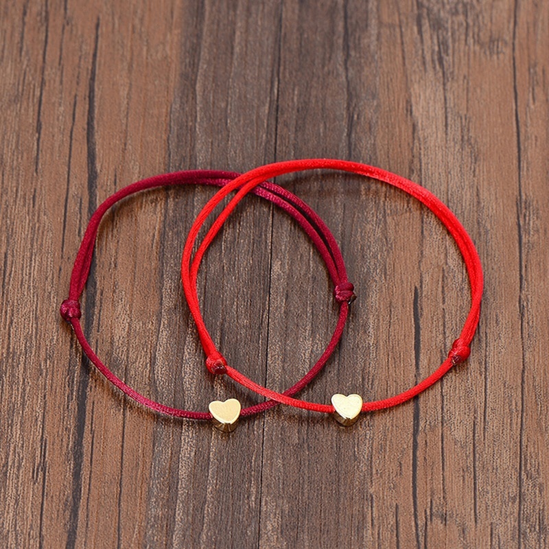 handgefertigt Edelstahl Liebe Herz bilden Charme Armbinde Dünne rot Seil Gewinde Schnur Armbänder Für Männer Frauen Paare