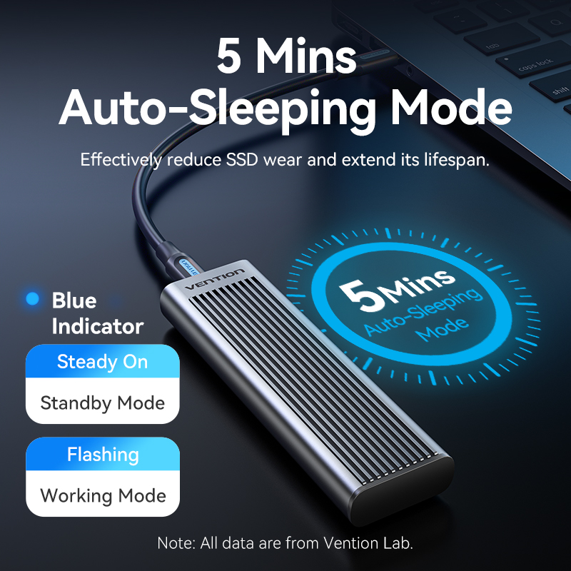 Obudowa Vention M.2 SSD NVMe SATA z podwójnym protokołem, adapter USB 3.2 Gen2 10Gbps, obudowa do laptopa, telefonu, z chłodzeniem i ochroną.
