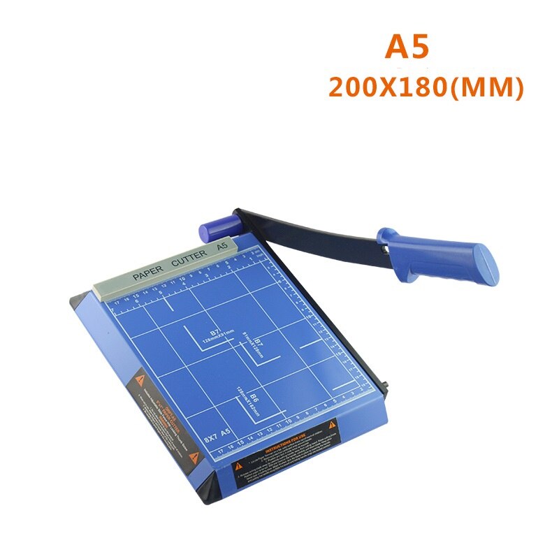 Blå &amp; metall  a5 papper fotoskärare giljotin skär skärmskydd maskin trimmer metall bas 3-5 ark med rutnät