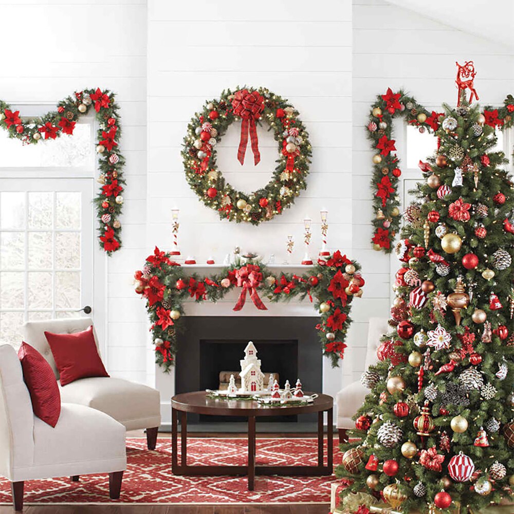 Christmas Garland Wreath Artificial Rattan Garland Christmas Home Decor DIY Hanging Weaved Garlands Year Navidad Decoracion