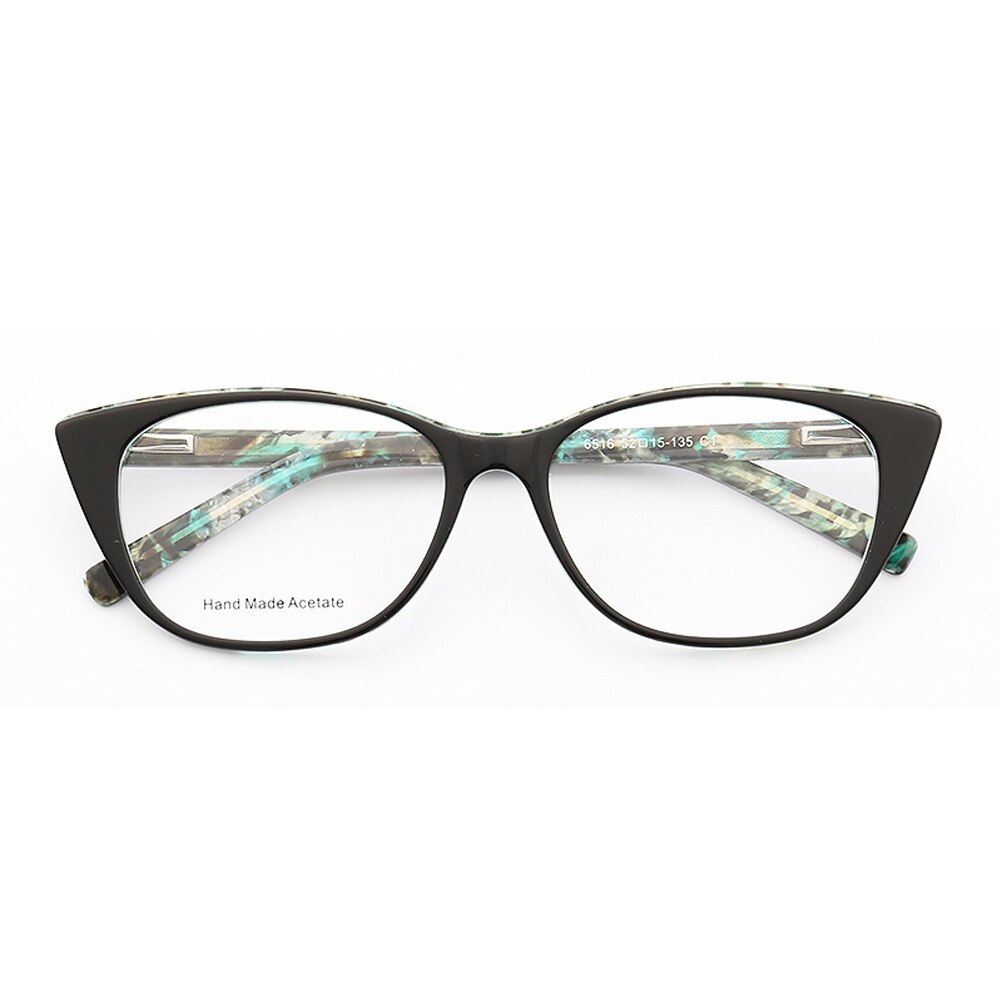Montatura per occhiali da donna gatto occhio per donna rotonda moda montature per occhiali da vista tartaruga occhiali da vista retrò stampa leopardo: Aqua c1