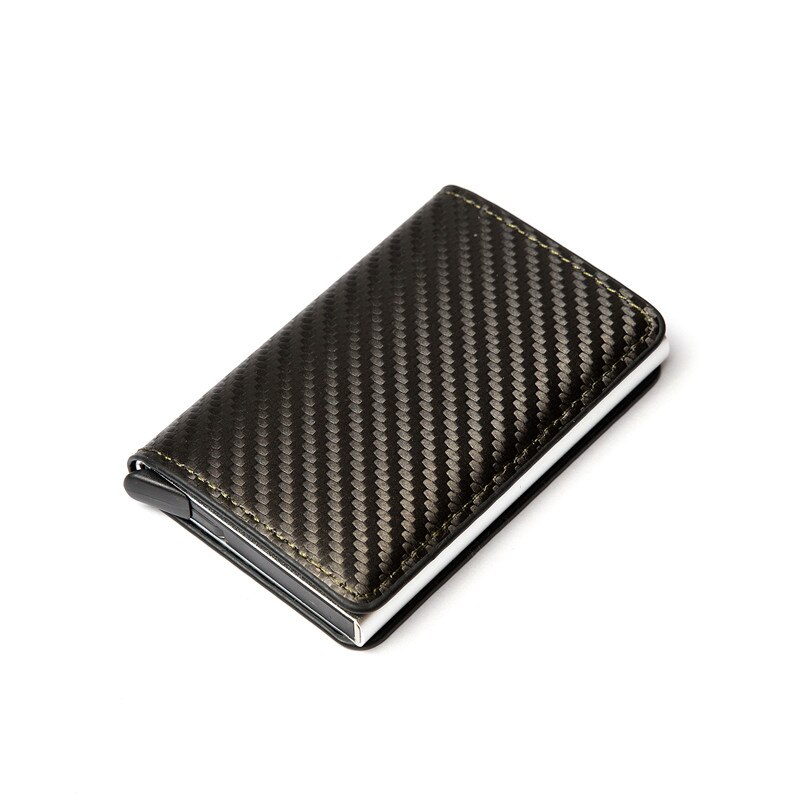 Men's Credit Card Holder Carbon Fiber RFID Blocking Leather Bank Card Wallet women's wallet thinr Case Protection Purse: TQ012 Gray