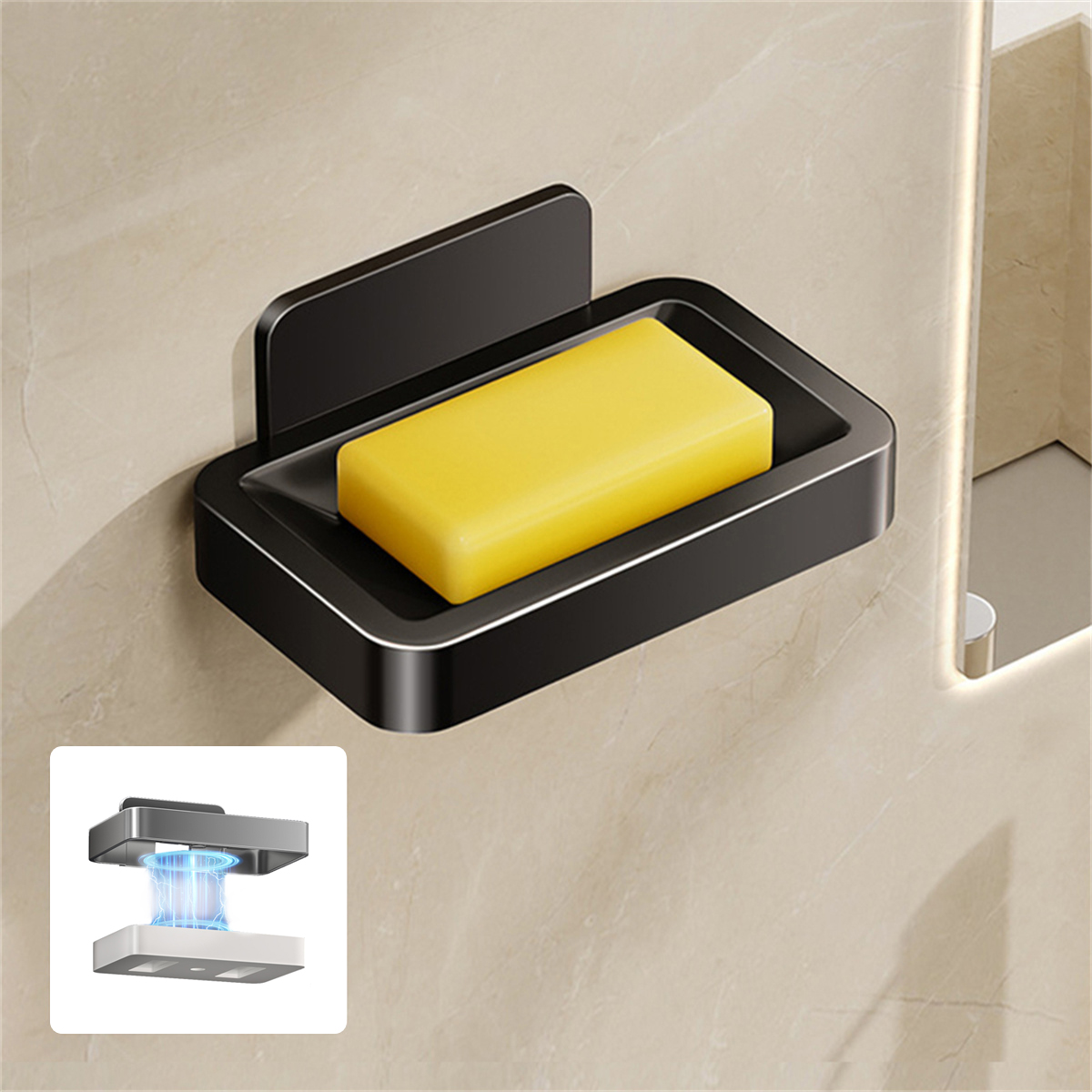 Métal Fer Porte-savon Sans perçage Porte-savon de salle de bain Avec eau de vidange Mur Porte-savon Organisateur Accessoires de salle de bain