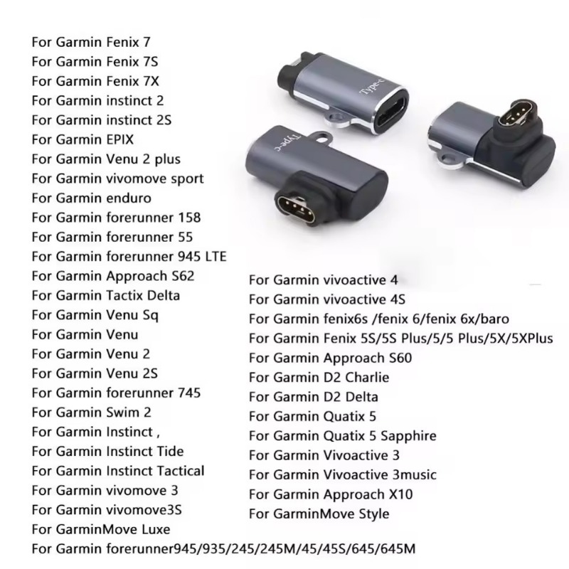 Type C/iOS Opladen Draagbare Adapter Voor Garmin Fenix 7 7S 7X 6 6S 6X 5 5S 5X Venu 2 2S Forerunner 965 Horloge Oplader Converter