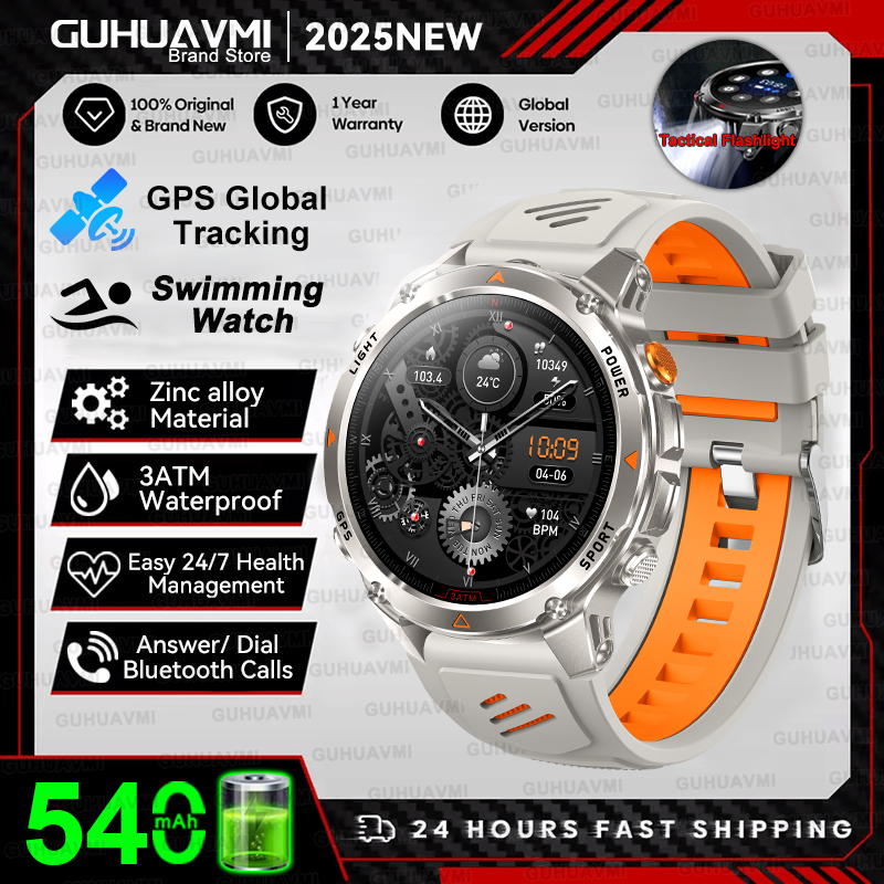 2025nuovo GPS sport Astuto Della Vigilanza Degli Uomini Bussola Altimetro Orologi Chiamata Promemoria Frequenza Cardiaca fitness 3ATM Impermeabile Smartwatch Esterno: verde