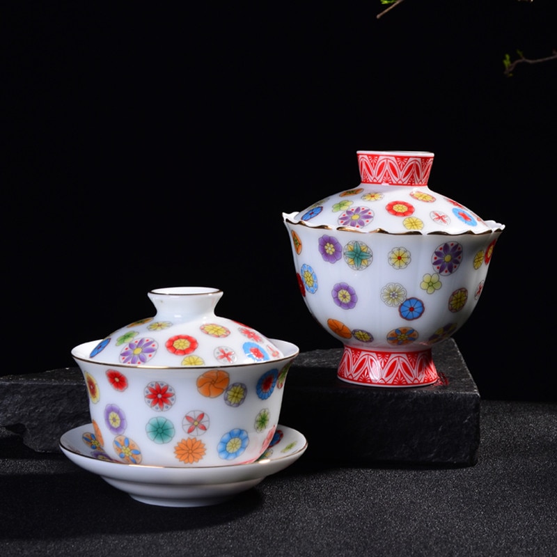 Brief Ceramic Gaiwan Porcelain 200cc Jingdezhen Teapot Home Drinkware Office Tea Ceremony Teaware Tieguanyin Green Tea Kettles
