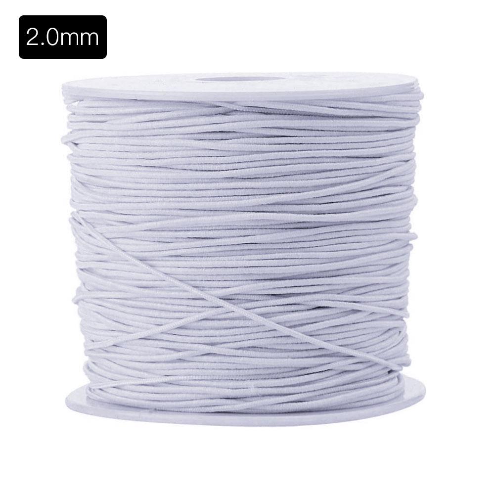 Rollo de 100m de hilo elástico redondo para máscara, pulsera de cristal, accesorios para fabricación de mascarillas, 1mm/2mm, negro y blanco: white 2mm