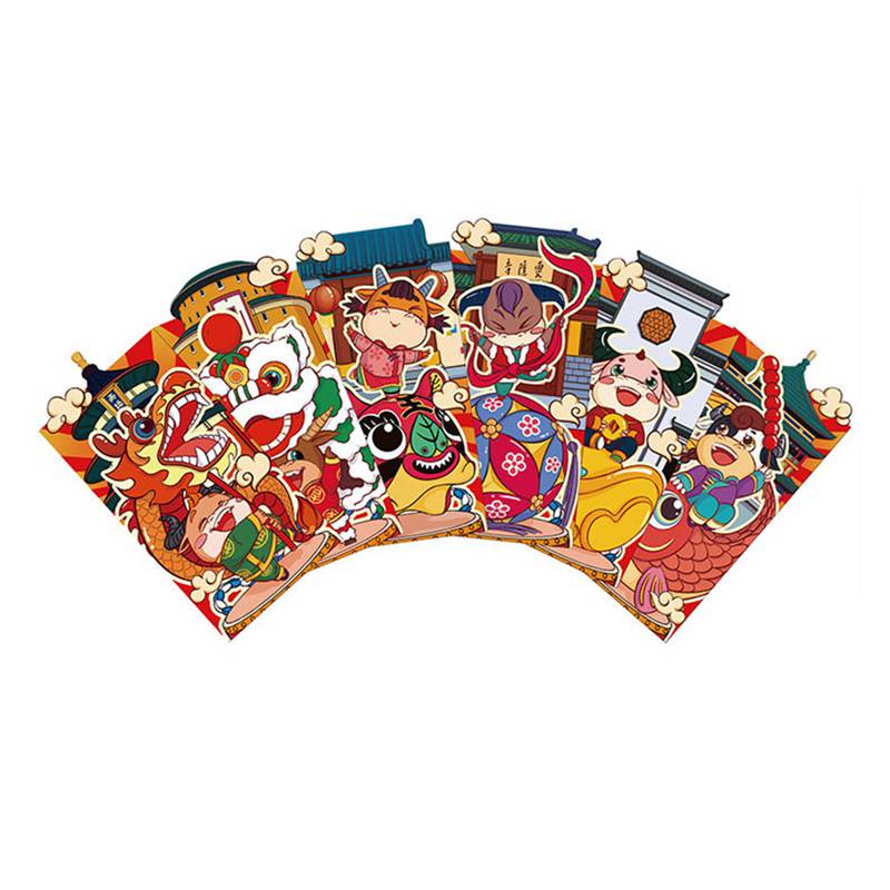 Cartoon Rode Envelop Jaar Drie-Dimensionale Speciale-Vormige Rode Envelop Tas Lucky Seal Rode Pakketten 6 stuks