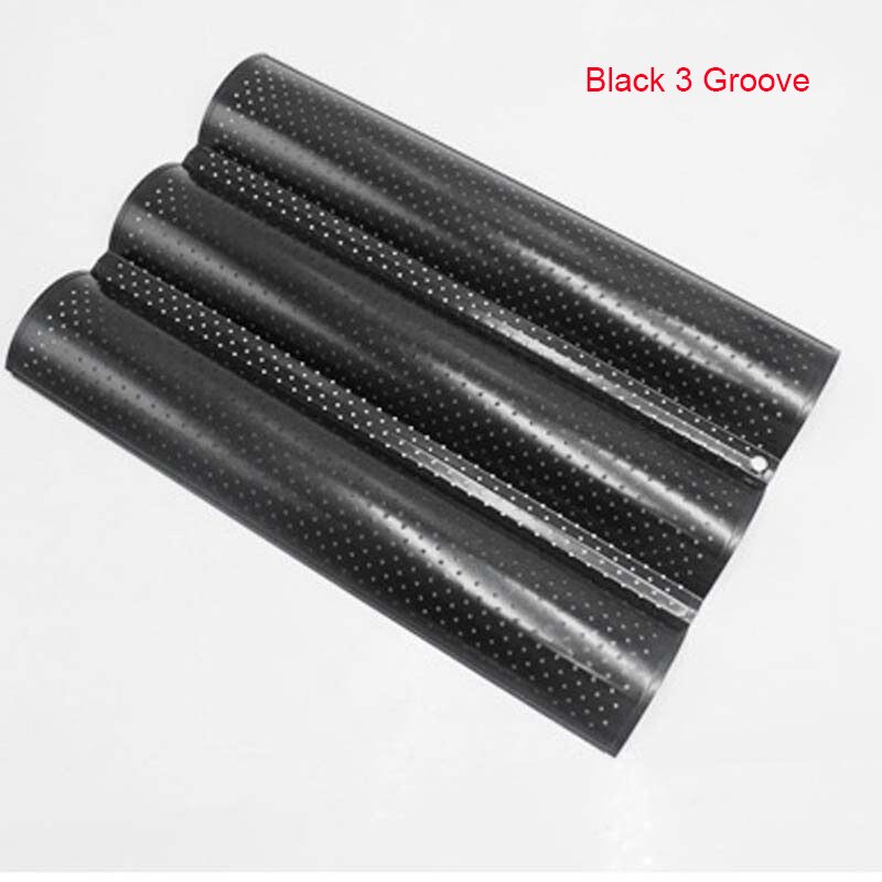 French Bread Baking Mold Bread Wave Baking Tray Practical Cake Baguette Mold Pans 2/3/4 Groove Waves Bread Baking Tools: Black 3 Groove