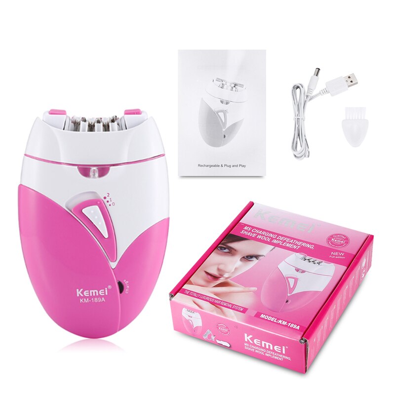 Kemei woman& #39 ;s epilator hårfjerningsmaskine dame smertefri barbering usb charge trimmer hårfjerning til ansigt krop  d41