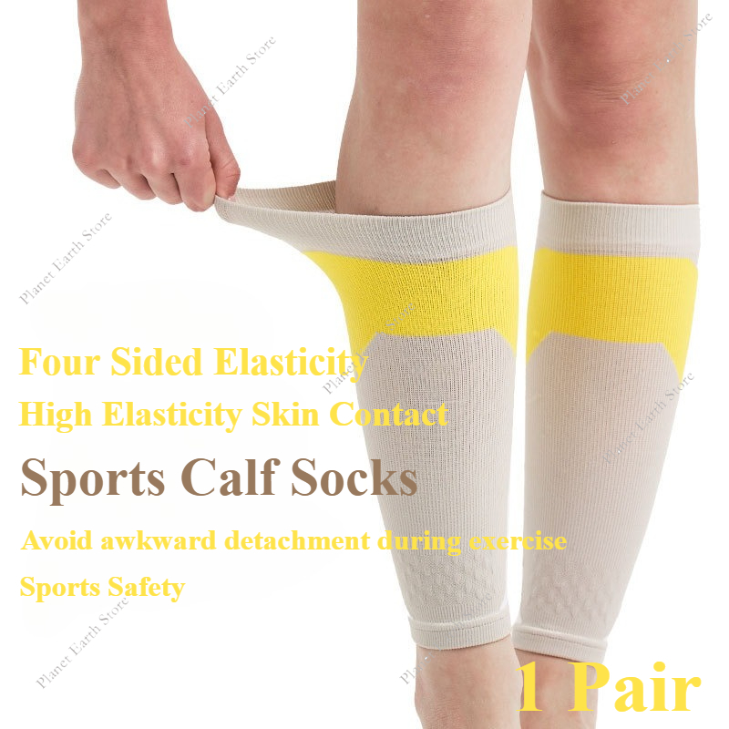 1 par de mangas de compresión de pantorrilla para hombres y mujeres, mangas de compresión para correr, atletismo, calcetines de compresión para piernas, soporte Unisex