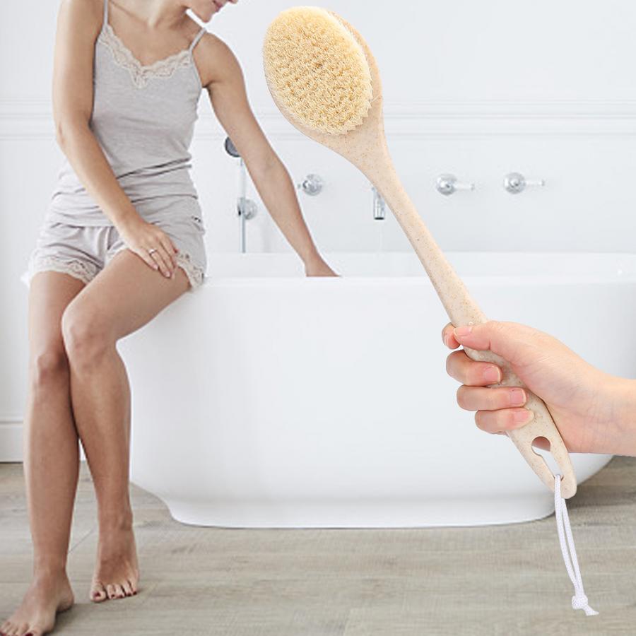 Langt håndtag brusebad gnidning børste badning rengøringsbørste badeværktøj til voksen: Gul