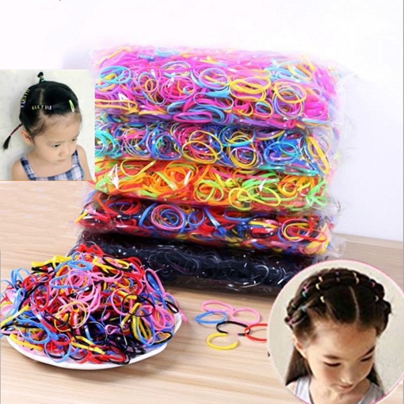 500 Stuks Wegwerp Elastiekjes Elastische Hair Ties Kids Meisje Paardenstaarten Houder voor Vlechten Bruiloft Kapsel School Kantoorbenodigdheden