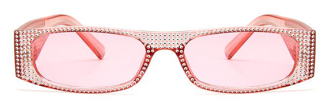 Gafas de sol cuadradas de diamante para mujer, anteojos de sol femeninos de , de tamaño pequeño, de cristal, con degradado, con UV400,: clear pink