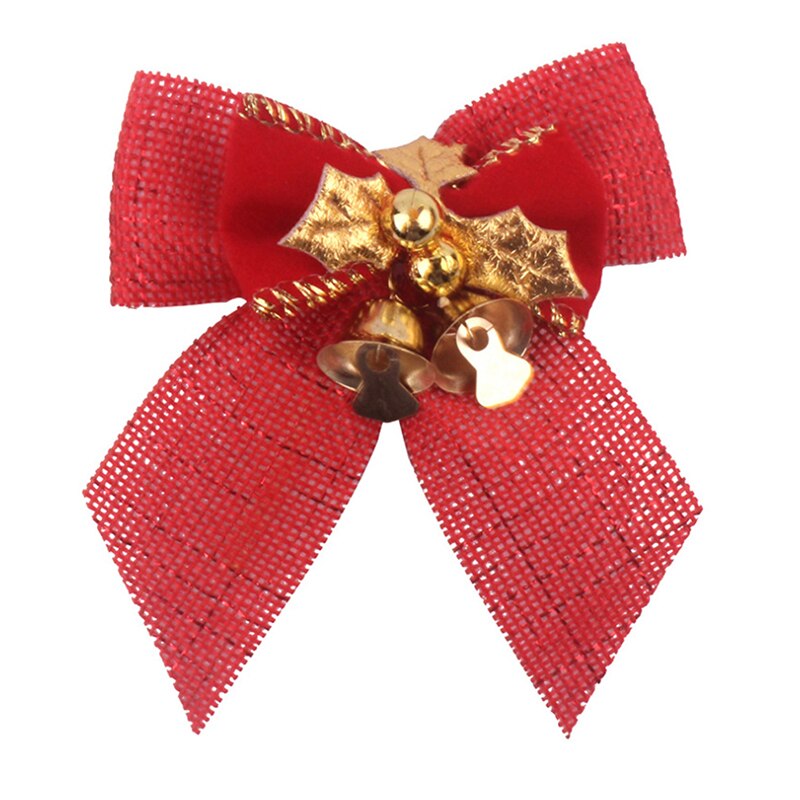 Thuis Nieuwjaar Party Kerst Boog Met Iron Bells Kleurrijke Kerstcadeaus Xmas Krans Kerstboom Boog Decoraties Accessoire: Red gold leaf