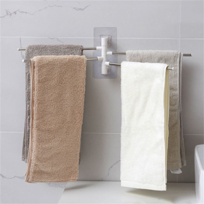 Punch-free Fold Towel Storage Rack Home Wall-mounted Bathroom Toilet Organization Rotate Storage Rod Shopping K127: 4