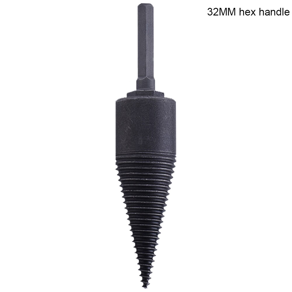 Hexagonal/Square/Round Shank Firewood Drill Bit Chop Wood Splitter Screw Splitting Reamer Tool: 32mm / Hex handle