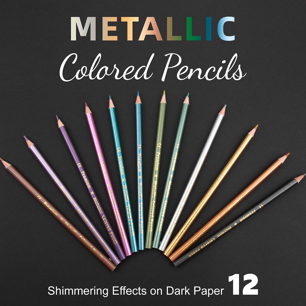 Matite colorate metallizzate dai colori brillanti, 12 matite colorate da disegno assortite per artisti adulti da colorare: Default Title