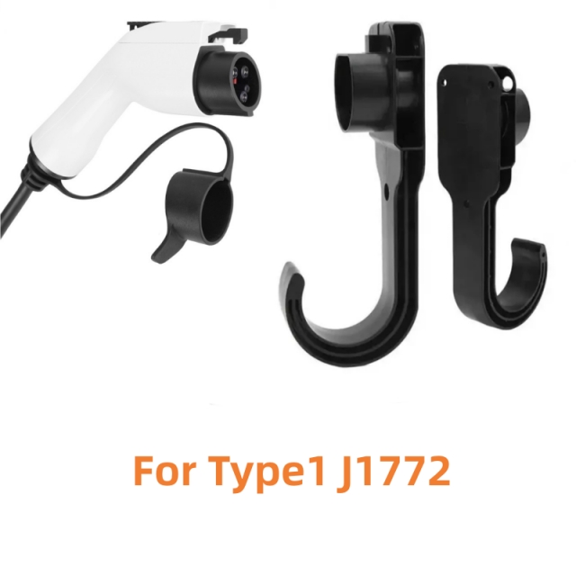 EV Type2 Type1 GBT Oplader Sterke houder Elektrische autoladerhouder ABS Kabelhouder Muurbeugel met schroeven: Black