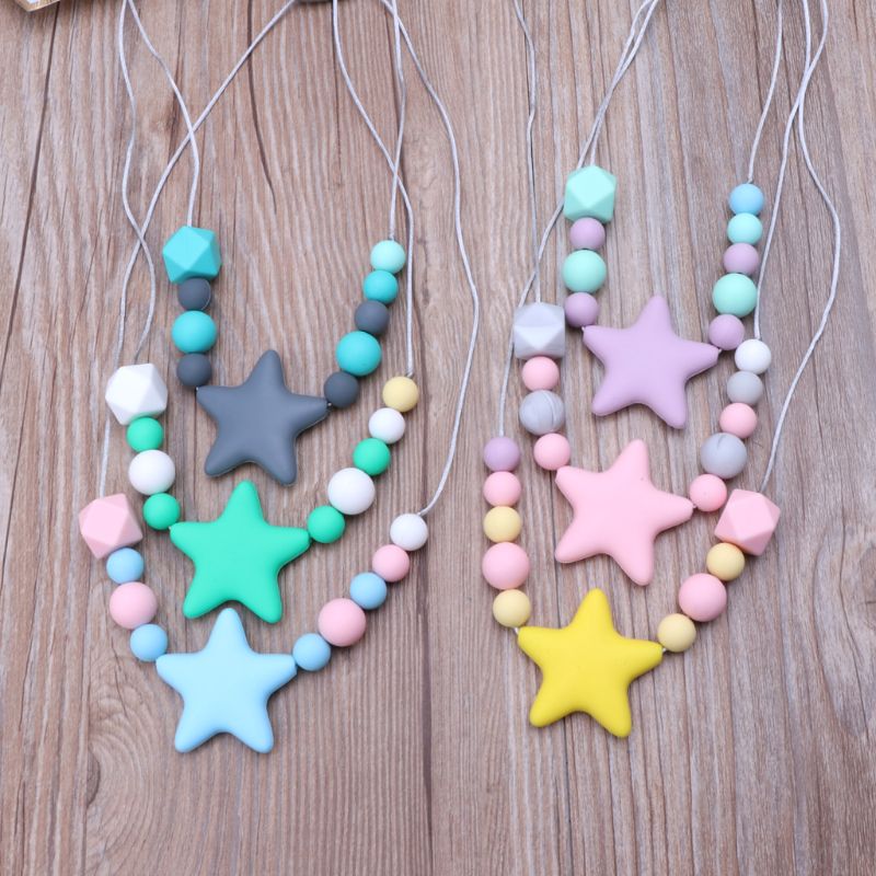 1PC Silicone collier de dentition avec des perles à mâcher pour bébé dents BPA gratuit maman soins infirmiers collier infantile jouet