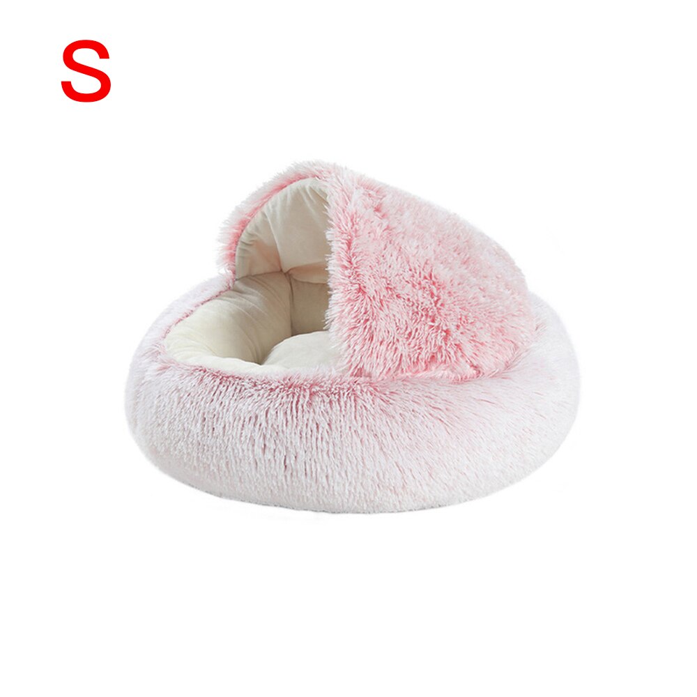 Cama para gatos 2 en 1, Comodidad para dormir profunda en invierno, cesta para casa de gatos, productos de tienda para mascotas, nido para gatos de interior: Rosa / S