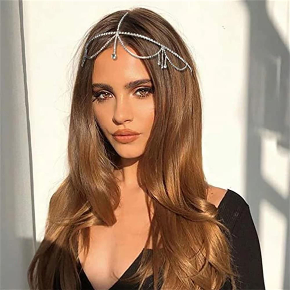 Chaîne de cheveux en strass Simple, accessoires pour femmes, couvre-chef de fête en cristal, bijoux de front de mariée, diadème à franges