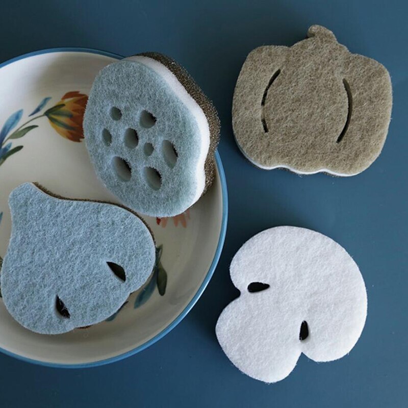 Éponge de nettoyage 3 couches en forme de chat mignon, 4 pièces, absorbe l'eau, lave-vaisselle, forte rouille, fournitures de nettoyage de cuisine