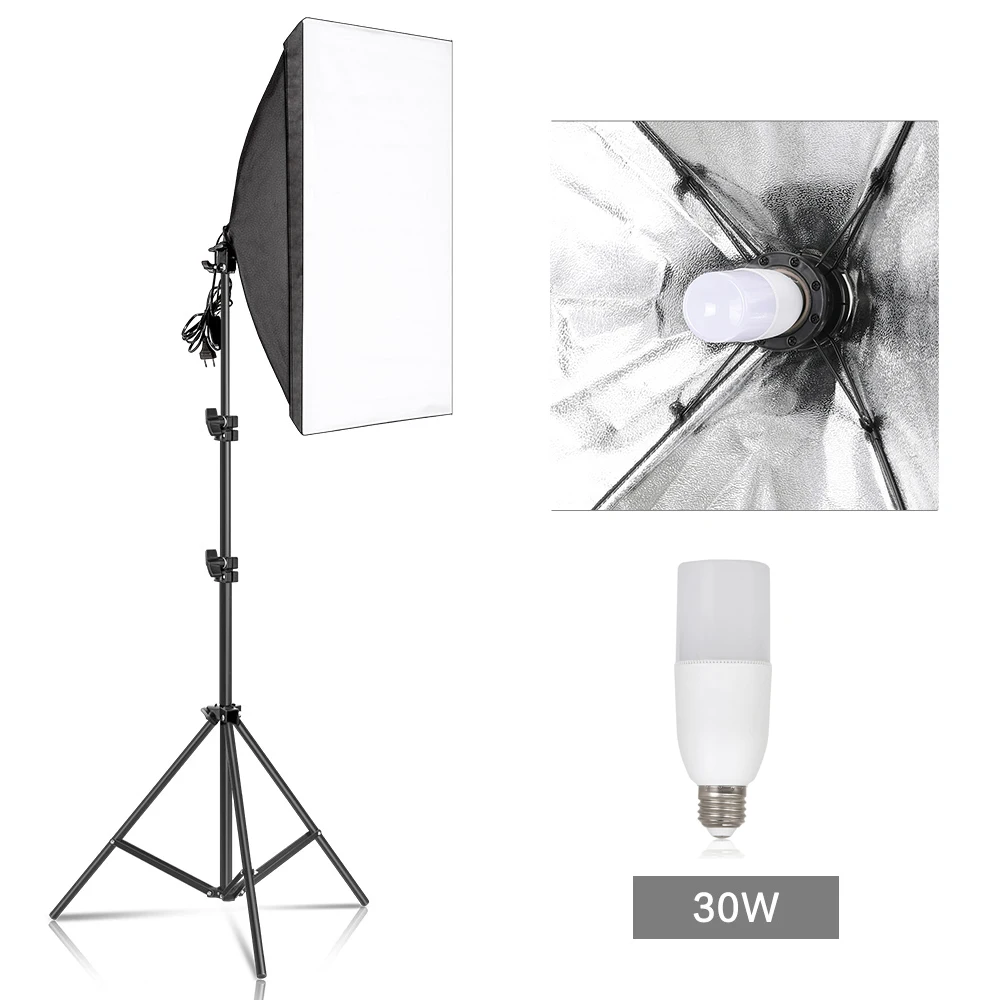 Kit di illuminazione Softbox per fotografia professionale 50x70CM Sistema di illuminazione continua Soft Box Attrezzatura per studio fotografico per principianti: Avorio