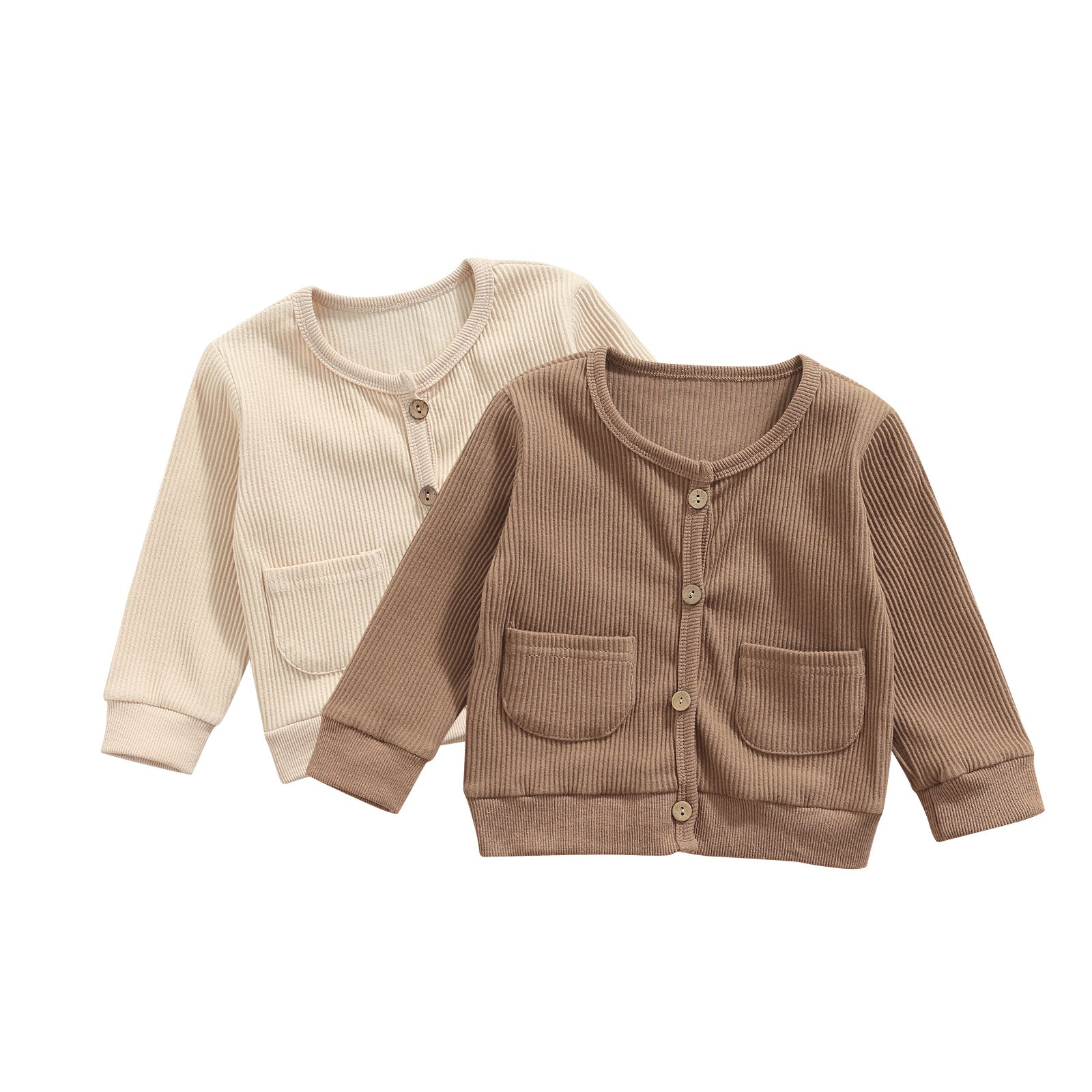 Baby Baby Meisjes Jongens Gebreide Vest Met Pocket Decoratie, Enkele Breasted Eenvoudige Lente Kleding 0-3Y