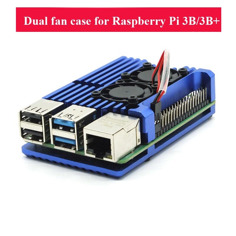 Dual fan Raspberry Pi 4 Model B / 3B + / 3B 4 color aluminum metal case with super two cooling fans + radiator suitable for RPI