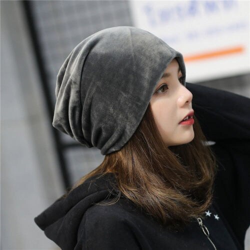 Dame herre fløyel baggy lue lue vinter varm oversized ski cap: B