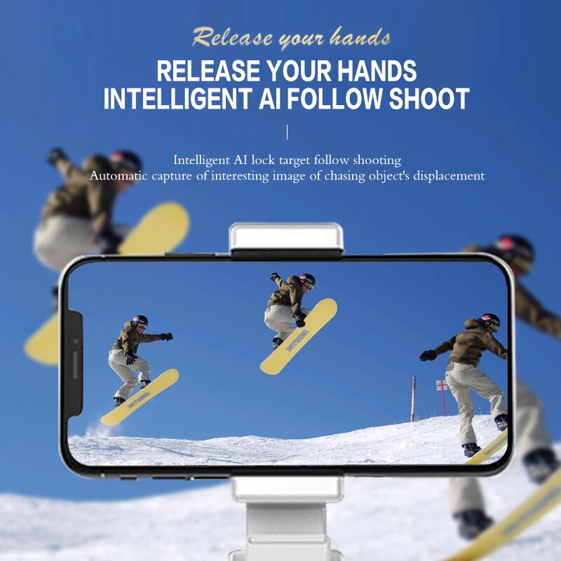 Smart AI Gimbal Selfie Stick - 360° Face Tracking - 2000mAh Battery - 50hr Work Time - ABS