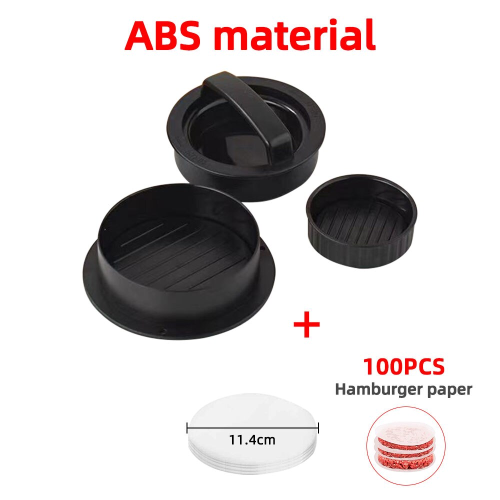 Kitchen Round Shape Burger Press Food-Grade ABS Hamburger Meat Press Beef Grill Hamburger Press Patty Maker Mold Kitchen Tools: Plastic with paper